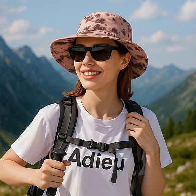 Wide Brim Outdoor Sun Hat with Adjustable Chin Strap for Hiking Camping Travel Beach