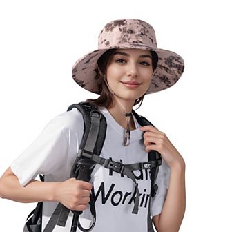 Wide Brim Outdoor Sun Hat with Adjustable Chin Strap for Hiking Camping Travel Beach