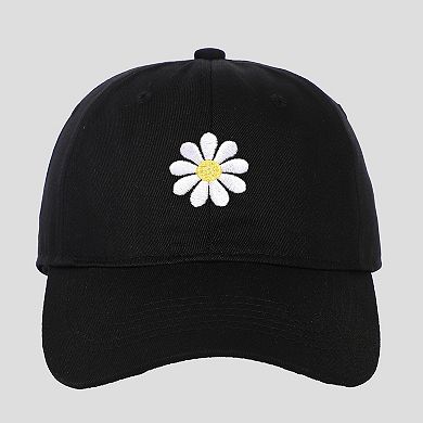 Women's Baseball Cap Stylish Solid Color with Daisy Embroidery