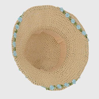 Women's Flower Embellishments Sun Hats Charming Crocheted Straw