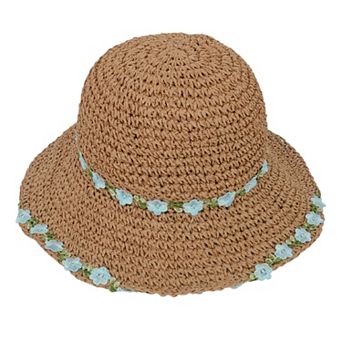 Women's Flower Embellishments Sun Hats Charming Crocheted Straw