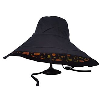 Women's Reversible Wide - Brim Sun Hat with Fruit Pattern Lining