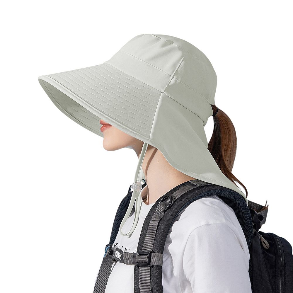 Women Ponytail Sun Hat Wide Brim Sun Hat with Flap Packable