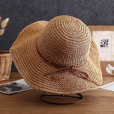 Wide - Brim Straw Sun Hat with Leather Tie