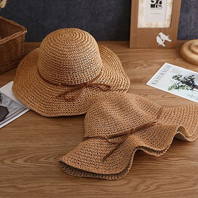 Wide - Brim Straw Sun Hat with Leather Tie