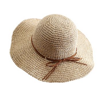 Wide - Brim Straw Sun Hat with Leather Tie