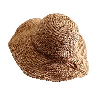 Wide - Brim Straw Sun Hat with Leather Tie