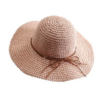 Wide - Brim Straw Sun Hat with Leather Tie