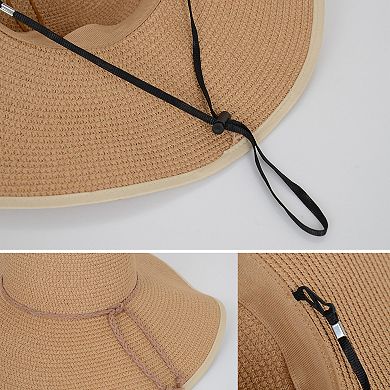Wide Brim Straw Sun Hat with Braided Cord Detail Lightweight Packable Design