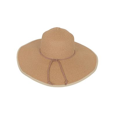 Wide Brim Straw Sun Hat with Braided Cord Detail Lightweight Packable Design