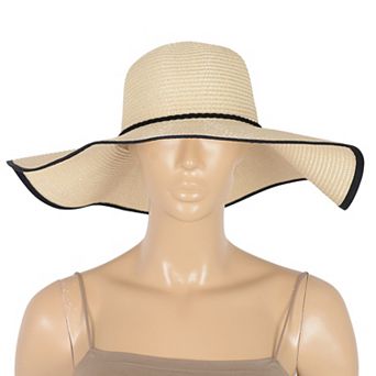 Wide Brim Straw Sun Hat with Braided Cord Detail Lightweight Packable Design