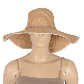 Wide Brim Straw Sun Hat with Braided Cord Detail Lightweight Packable Design