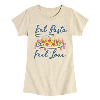 Girls 7-16 Eat Pasta Feel Love Graphic Tee