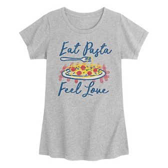 Girls 7-16 Eat Pasta Feel Love Graphic Tee