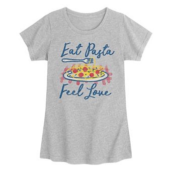 Girls 7-16 Eat Pasta Feel Love Graphic Tee