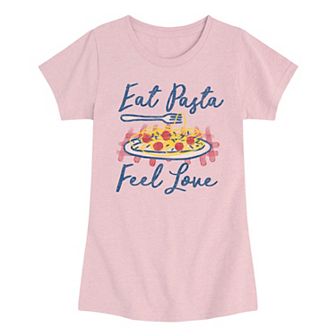 Girls 7-16 Eat Pasta Feel Love Graphic Tee