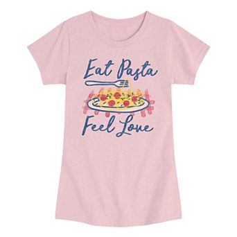Girls 7-16 Eat Pasta Feel Love Graphic Tee