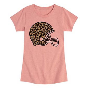 Girls 7-16 Leopard Football Helmet Graphic Tee