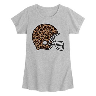 Girls 7-16 Leopard Football Helmet Graphic Tee