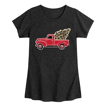 Girls 7-16 Vintage Truck Leopard Print Tree Graphic Tee