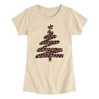 Girls 7-16 Leopard Print Christmas Tree Graphic Tee