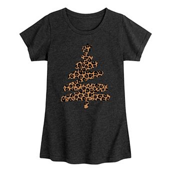 Girls 7-16 Leopard Print Christmas Tree Graphic Tee