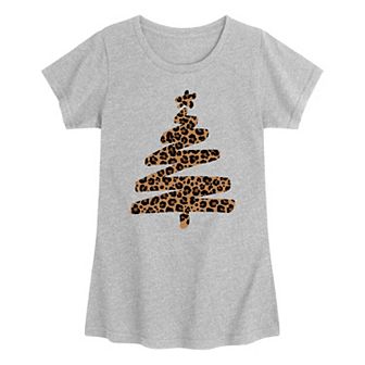 Girls 7-16 Leopard Print Christmas Tree Graphic Tee