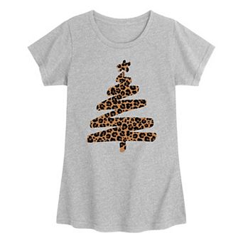Girls 7-16 Leopard Print Christmas Tree Graphic Tee