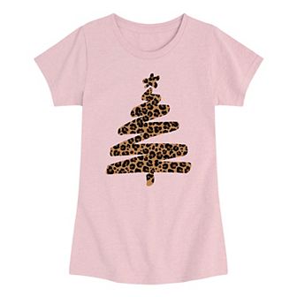 Girls 7-16 Leopard Print Christmas Tree Graphic Tee