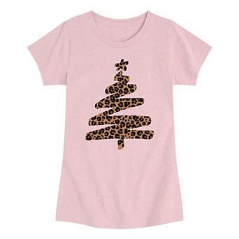 Girls 7-16 Leopard Print Christmas Tree Graphic Tee