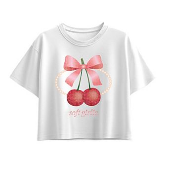 Girls 7-16 Soft Girlie Cherries Boxy Tee