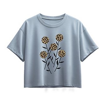 Girls 7-16 Leopard Print & Abstract Flowers Boxy Tee