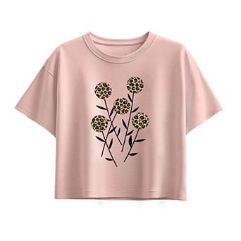 Girls 7-16 Leopard Print & Abstract Flowers Boxy Tee