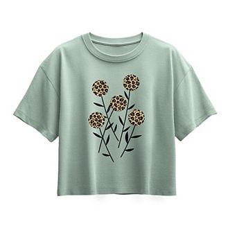 Girls 7-16 Leopard Print & Abstract Flowers Boxy Tee