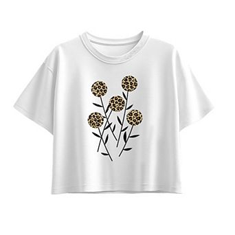 Girls 7-16 Leopard Print & Abstract Flowers Boxy Tee