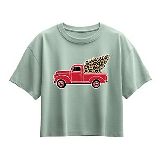 Girls 7-16 Vintage Truck Leopard Print Boxy Tee