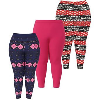 Plus Size Holiday Leggings 3-Pack Festive Prints & Cozy Styles