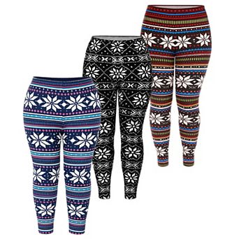 Plus Size Holiday Leggings 3-Pack Festive Prints & Cozy Styles
