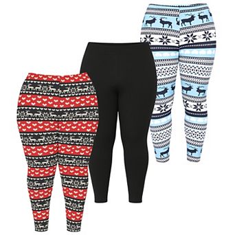 Plus Size Holiday Leggings 3-Pack Festive Prints & Cozy Styles