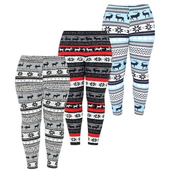Plus Size Holiday Leggings 3-Pack Festive Prints & Cozy Styles
