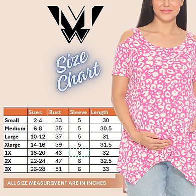 Women's Cold Shoulder Leopard Print Maternity Top