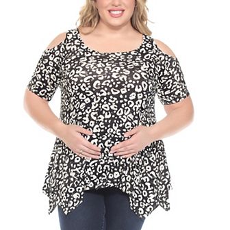Women's Cold Shoulder Leopard Print Maternity Top