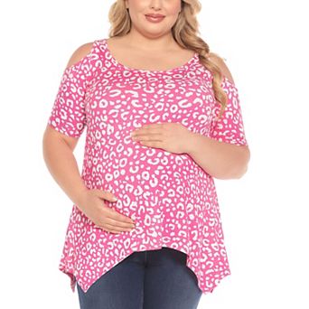 Women's Cold Shoulder Leopard Print Maternity Top