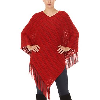Women's Textured Fringed Poncho