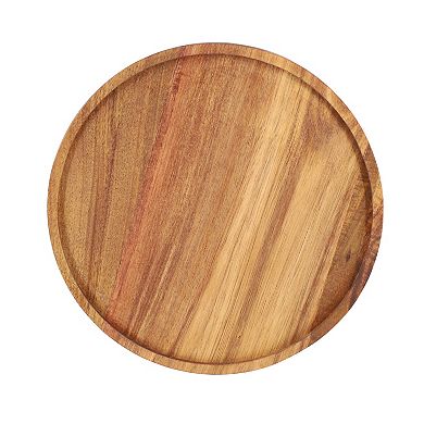 Elama 10 Inch Acacia Wood Lazy Susan Tray