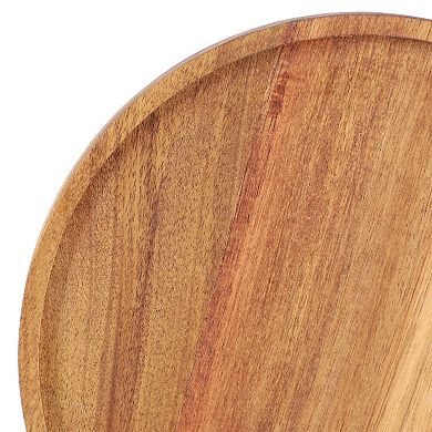 Elama 10 Inch Acacia Wood Lazy Susan Tray