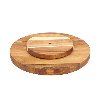 Elama 10 Inch Acacia Wood Lazy Susan Tray