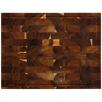 Elama 17 x 13 Inch Acacia Wood Butcher Block Carving and Cutting Serving Board with Juice Groove