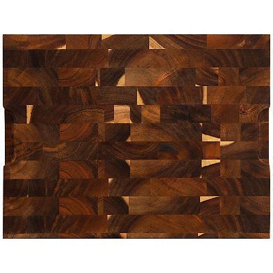 Elama 17 x 13 Inch Acacia Wood Butcher Block Carving and Cutting Serving Board with Juice Groove