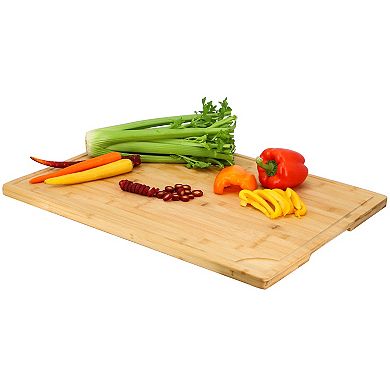 Elama 100% Bamboo 24 x 18 Inch Large Cutting, Prep and Serving Board